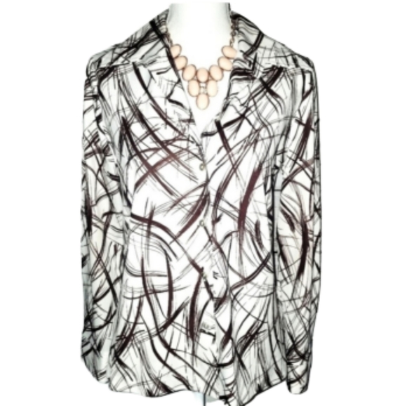 KoKo Knits of California Tops - VINTAGE 1960s Abstract Brown and White Knit Blouse